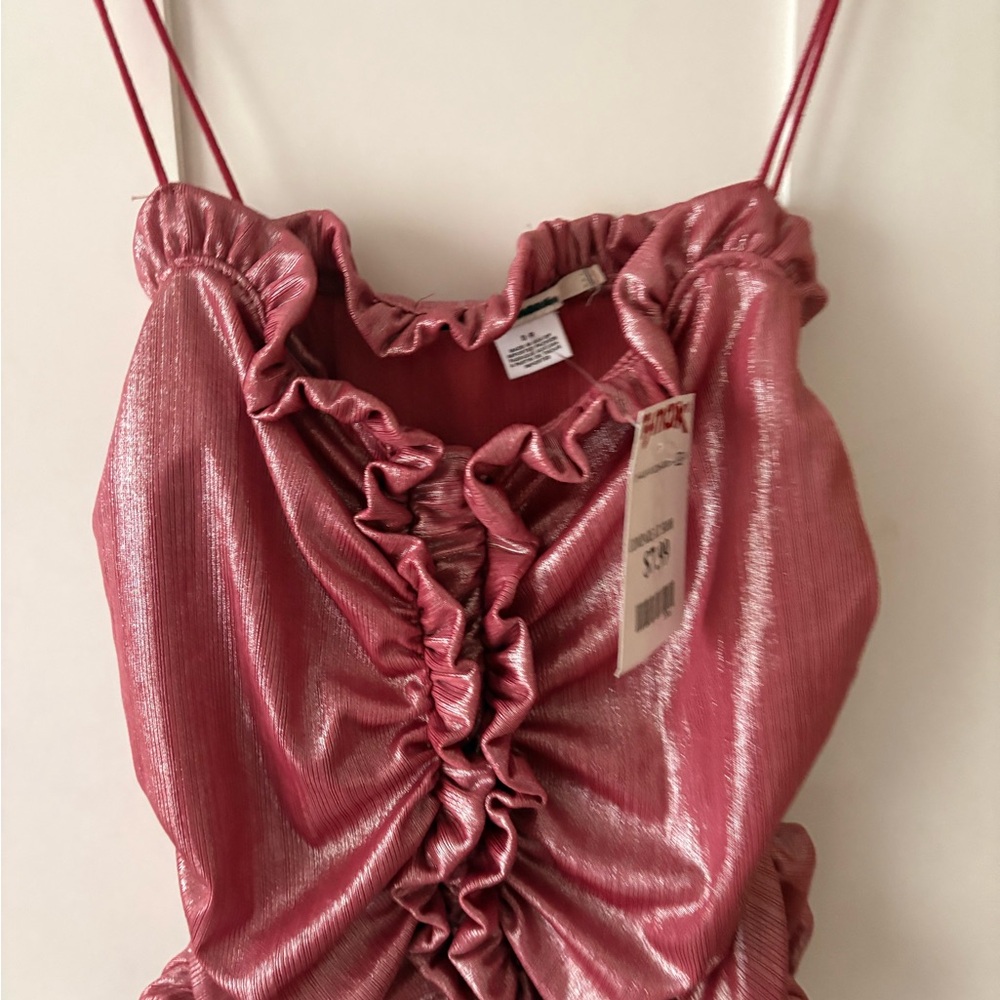Shimmering Pink Ruched Blouse